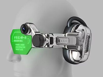 Modern Smart Glass Head Mounted Device With Projection Screen Camera And Headphones 3d model