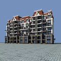 Classical Design Residential Building With Red Roof White Walls Balconies And Arched Entrances