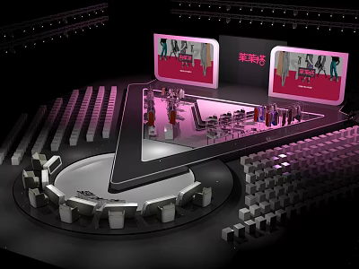 Large Event Stage Setup With Neatly Arranged Audience Seats Bright Lighting And Big Screens 3d model