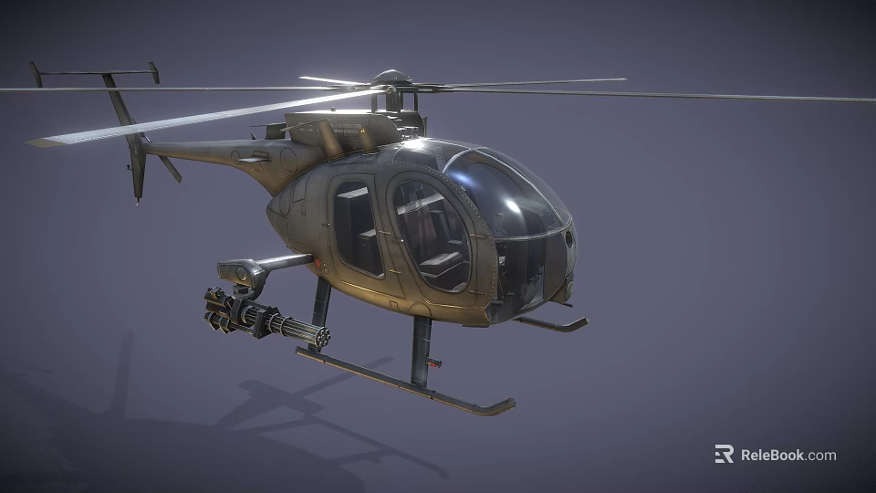 Armed Military Helicopter With Mounted Weapon System For Aerial Combat Missions 3d model 