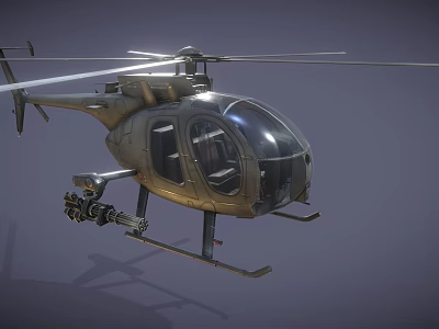 Armed Military Helicopter With Mounted Weapon System For Aerial Combat Missions 3d model