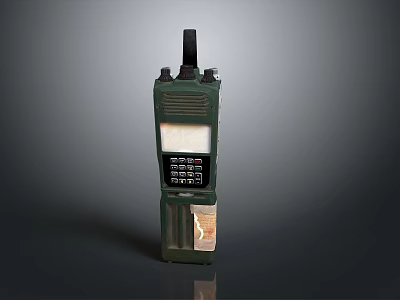 Vintage Green Military Weapon Communication Device With Antenna Keypad And Display Screen 3d model