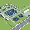 Industrial Plant Layout With Circular Tanks Rectangular Buildings Road And Green Area
