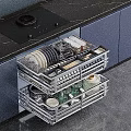 Modern Kitchen Cabinets Featuring Slide Out Double Drawer Storage For Dishes Utensils