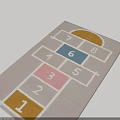 Square Rug With Hopscotch Design Colorful Number Blocks Gray Background White Lines
