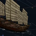 Traditional Sailing Ships Sailing On Vast Open Ocean With White Sails