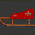 Red Wooden Rocking Chair With Gold Fleur De Lis Patterns And Curved Rockers