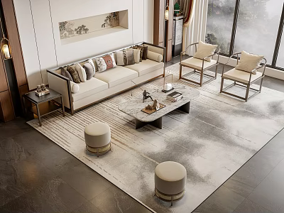 New Chinese Sofa Coffee Table Combination 3d model