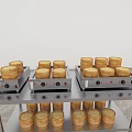 Bamboo Steamers on Stainless Steel Heating Equipment in Modern Kitchen Setting