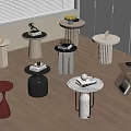 Modern side a few corners a few round a few marble solid wood 3d model
