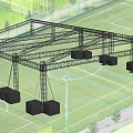 Outdoor Metal Truss Structure With Hanging Black Equipment On Sports Field