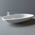 Modern White Oval Ceramic Washbasin with Silver Faucet Countertop Design
