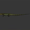 Realistic Green Lizard With Yellow Spots And Open Mouth On Gray Gradient Background