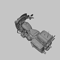 Red Police Motorcycle With Emergency Lights Storage Compartments And POLICE Markings