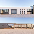 Modern Architecture Courtyard Design With Glass Curtain Walls And Wooden Structures