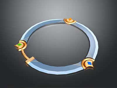 Blue Circular Decorative Bracelet With Gold Accents Green And Blue Gemstones Inlaid Design 3d model