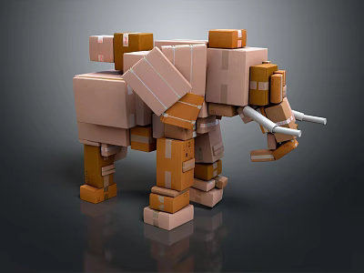 Smart Machine For Logistics Using Cardboard Boxes Stacked Into Elephant Shape 3d model