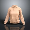 Comfortable Beige Casual Hoodie With Drawstring Front Pocket And Striped Sleeves
