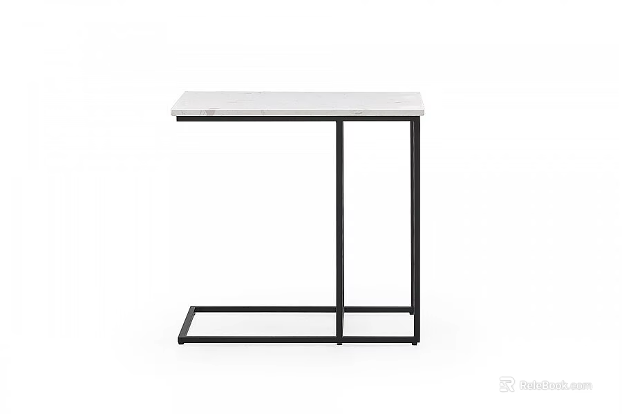 Modern Side Table With Sleek Metal Frame And White Marble Top 3d model 