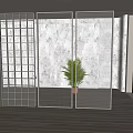 Modern partition glass screen partition combination 3d model
