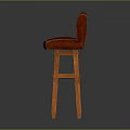 Stylish Red Leather Bar Stool With Wooden Legs And Comfortable Backrest