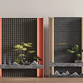 New Chinese style porch background wall 3d model