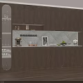 Modern Wooden Wine Cabinet Design With Glass Display Doors And Storage Shelves