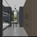 Modern Dormitory Interior Design With Bunk Beds Study Table Wooden Lockers And Plant