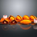 Delicious Crispy Fried Dumplings Served on Wooden Tray with Red Sauce Cups