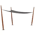 Black Outdoor Sail Shade with Wooden Posts Garden Accessory for Shade