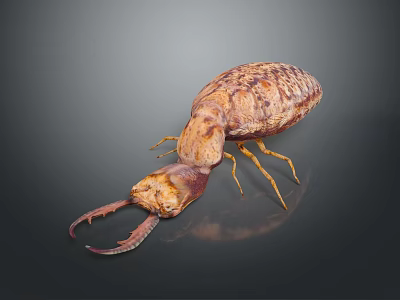 Detailed Close Up Of Patterned Insect With Large Mandibles On Dark Background 3d model