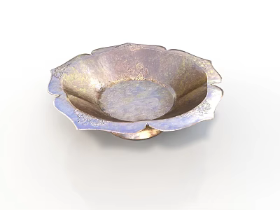 Decorative Petal Shaped Bowl with Metallic Sheen And Textured Surface For Home Decor 3d model