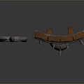 Ancient Combat Weapons Showcasing Trident With Metal Prongs And Wooden Shield With Metal Bands