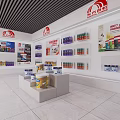 Modern Paint Coatings Showroom With Shelves Display Stands And Various Products
