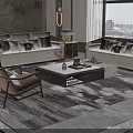 Elegant Modern Sofa And Coffee Table Set With Decorative Pillows Area Rug And Side Table 3d model