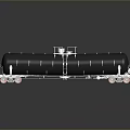 Black Cylindrical Tank Trailer With White Metal Frame Platform Wheels And Smooth Surface 3d model