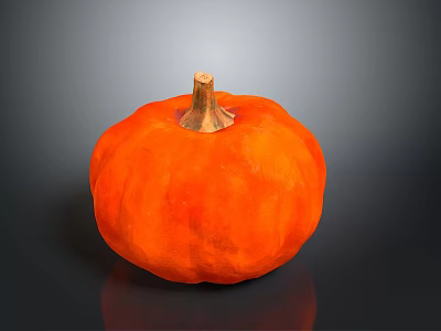 Orange Pumpkin as Seasonal Household Decorative Item with Vibrant Color Smooth Texture and Wooden Stem 3d model