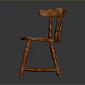 Wooden Single Chair with Spindle Back and Turned Legs in Brown Traditional Design