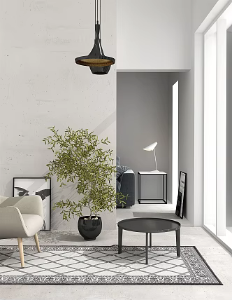 Modern Side Table Single Chair Side Table Combination 3d model