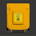 Yellow Mobile Waste Bin With Lid And Wheels For Industrial Environments