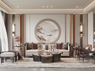New Chinese Living Room 3d model