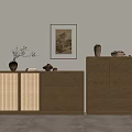 Modern Entryway Cabinet And Side Cabinet With Wooden Lattice Design And Storage Space