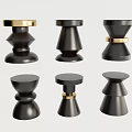 Modern Black Side Tables With Gold Accents And Sculptural Geometric Shapes
