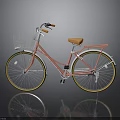Pink Bicycle With White Basket Orange Seat And Yellow Rims Studio Shot