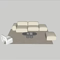 Modern Sofa Coffee Table Combination with Light Sofa Black Table White Chair and Rug 3d model