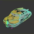 Futuristic Yellow And Silver Vehicle With Sleek Body And Streamlined Design Features