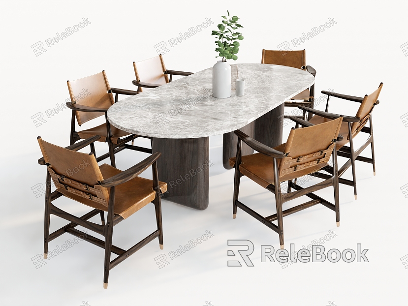 Dining Table Chair Dining Table Leisure Chair Plant Vase Ornaments Armchair Backrest Chair model