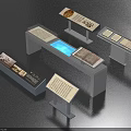 Modern Exhibition Display Shelves With Transparent Panels And Information Boards