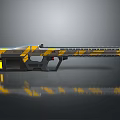 Futuristic Sci Fi Gun Design With Yellow Black Geometric Patterns And Long Barrel