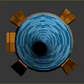 Unique Tower Structure With Blue Spire Orange And White Body And Orange Support Bases